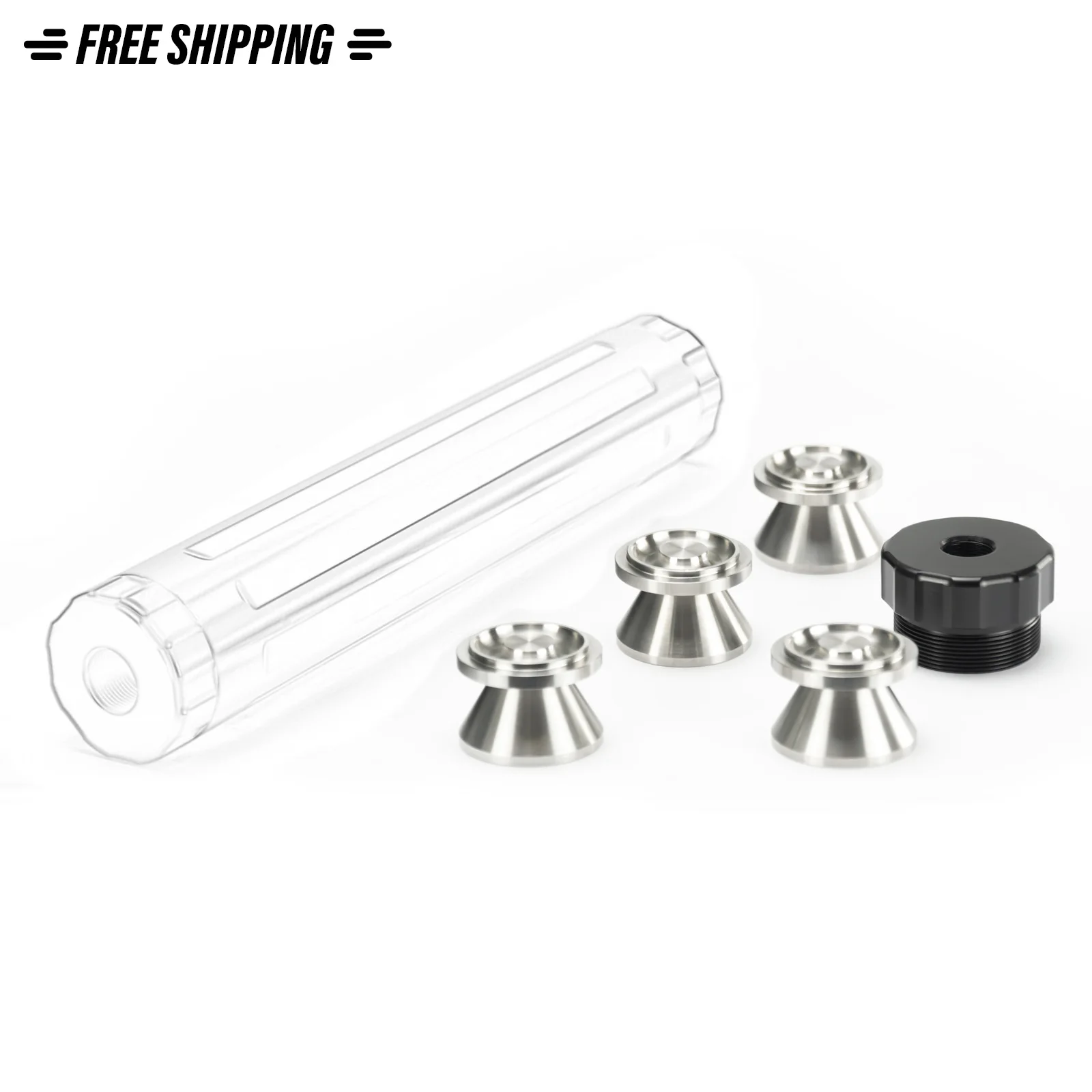 

1,7 дюйма OD 9 дюймов L Алюминий 1/2x28 и 5/8x24 Сольвентная Очищающая трубка в комплекте 8 шт. чашек D Cell K из нержавеющей стали и 1/2x28 + 5/8x24 колпачка