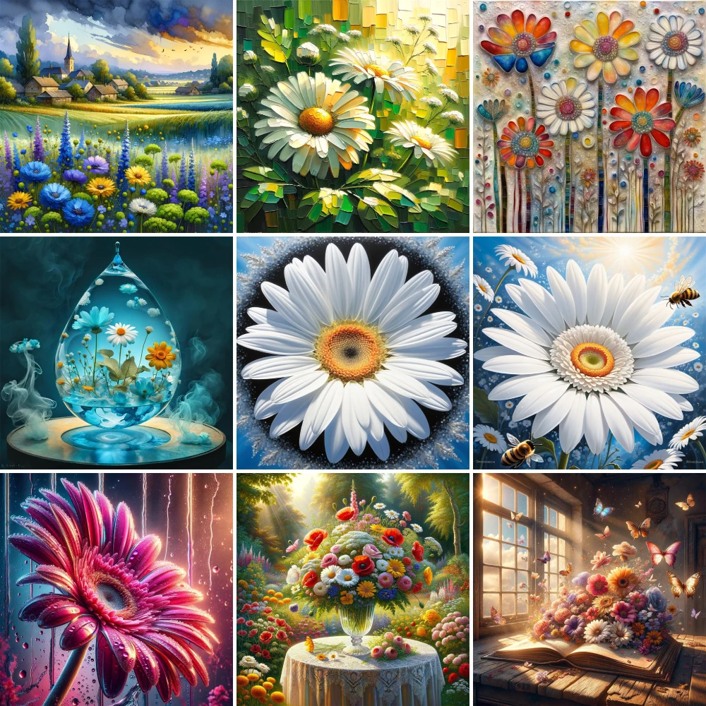 Flowers White Chrysanthemum Haft krzyżykowy Pełny zestaw do haftu Dziewiarstwo Hobby Rękodzieło Ręcznie robione Różne Dla Dorosłych Wystrój