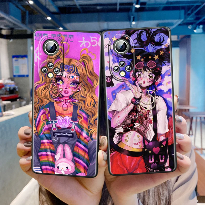 

Girl Anime Art For Honor 60 50 Pro X20 SE V30 Magic3 Play 5T 5G 30 Lite X30i 30S Soft Black Phone Coque Fundas