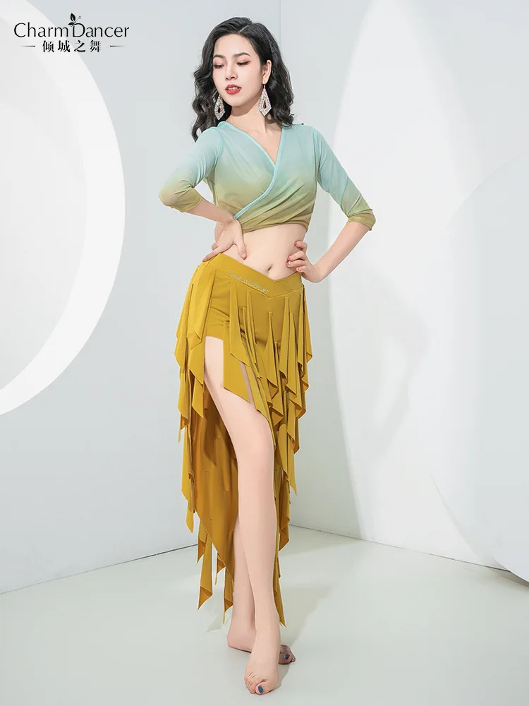 Танцевальный Костюм для танца живота танцевальный костюм с треугольной бахромой