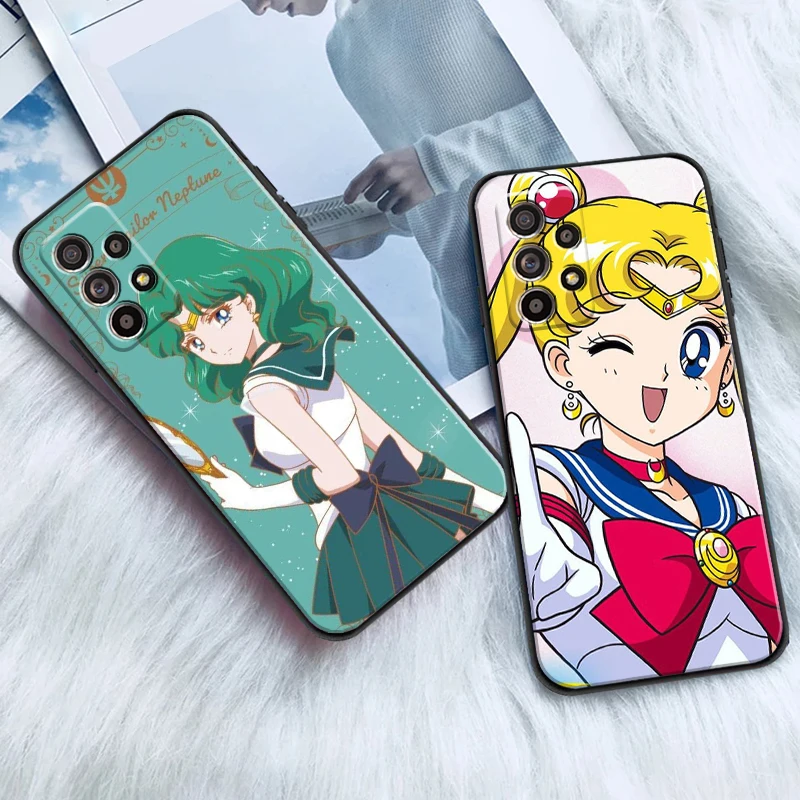 

Bandai Sailor Moon Anime For Samsung A20 A21 A22 4G 5G Phone Case Black Funda Back Liquid Silicon Soft