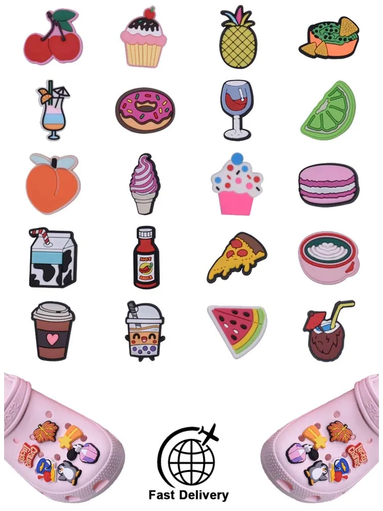 

1Pcs PVC Cake Doughnut for Croc Charm Shoes Accessories Badge Women Clogs Buckle Kids Pins Decoration Jeans X-mas Gift Wholesale