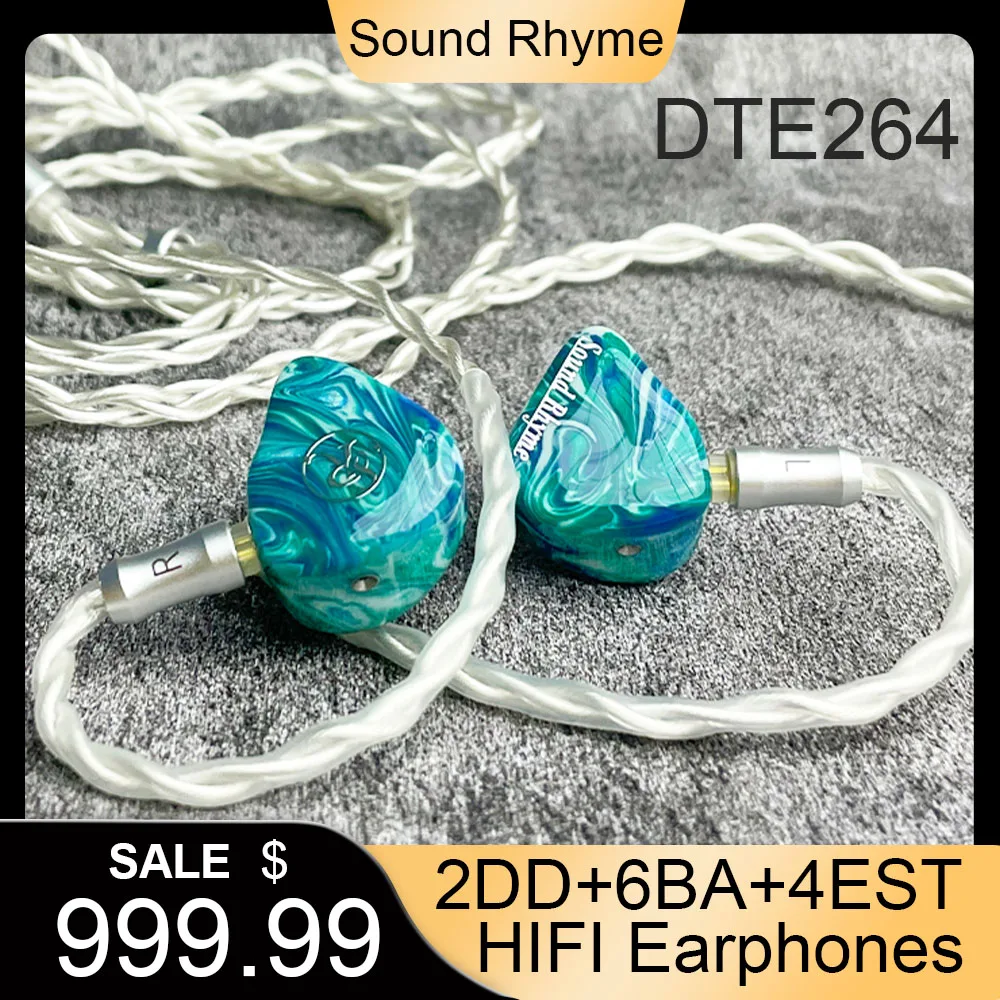 Sound Rhyme DTE264 2DD+6BA+4EST Knowles Balanced Armature Liquid Silicone Film Dynamic Driver Earphone New HiFi In-Ear Earphones