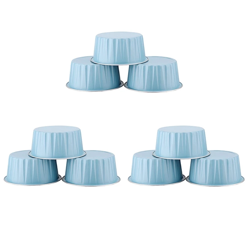 

300Pcs 5Oz 125Ml Disposable Cake Baking Cups Muffin Liners Cups With Lids Aluminum Foil Cupcake Baking Cups-Blue