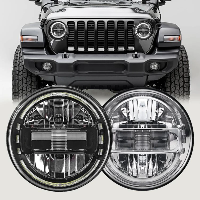 

Black/Chrome 7Inch Round LED Headlight For Jeep Wrangler JK TJ For Hummer H1 H2 12V 24V For Suzuki Samurai Lada 4x4 urban Niva