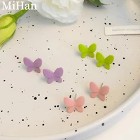 mihan 925 silver needle sweet jewelry butterfly earrings popular design green purple pink stud earrings for celebration gifts