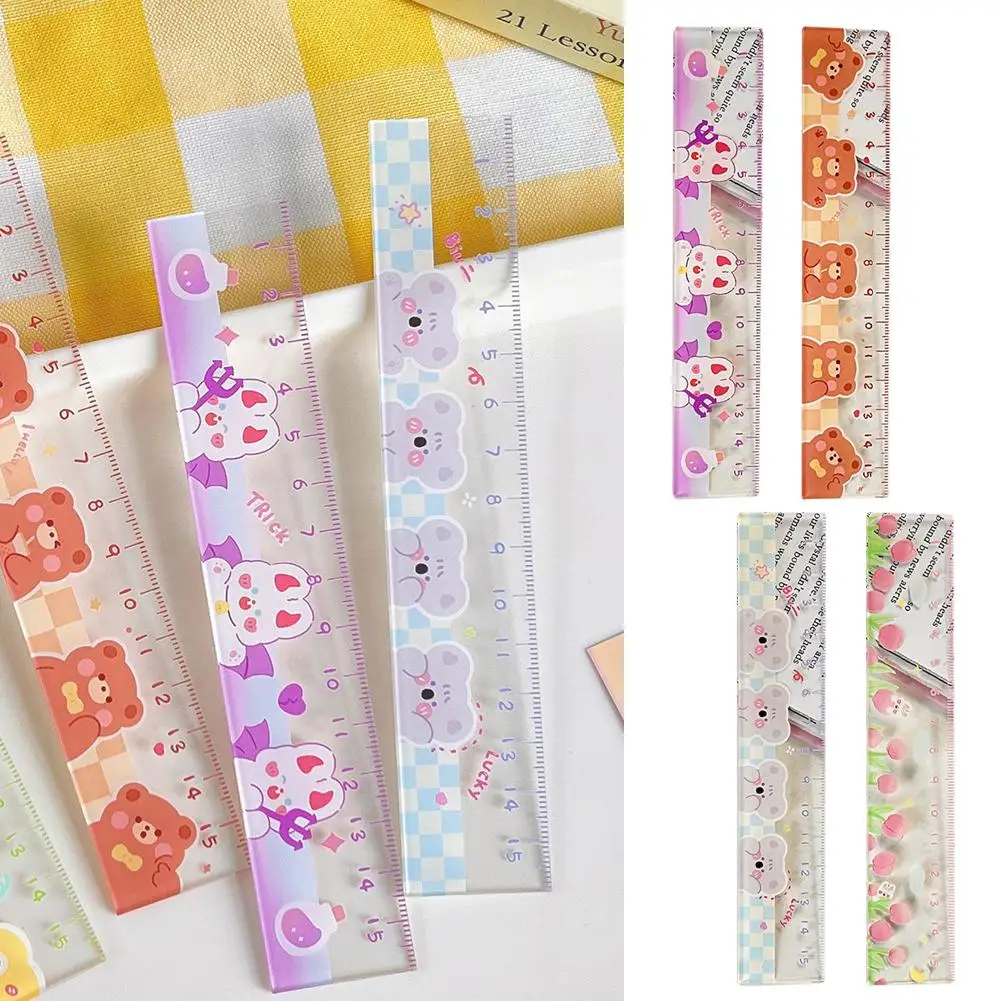 

Cute Kawaii Study Time Cartoon Ruler Multifunction Diy Drawing Rulers For Kids Students Office School Stationery V1D4