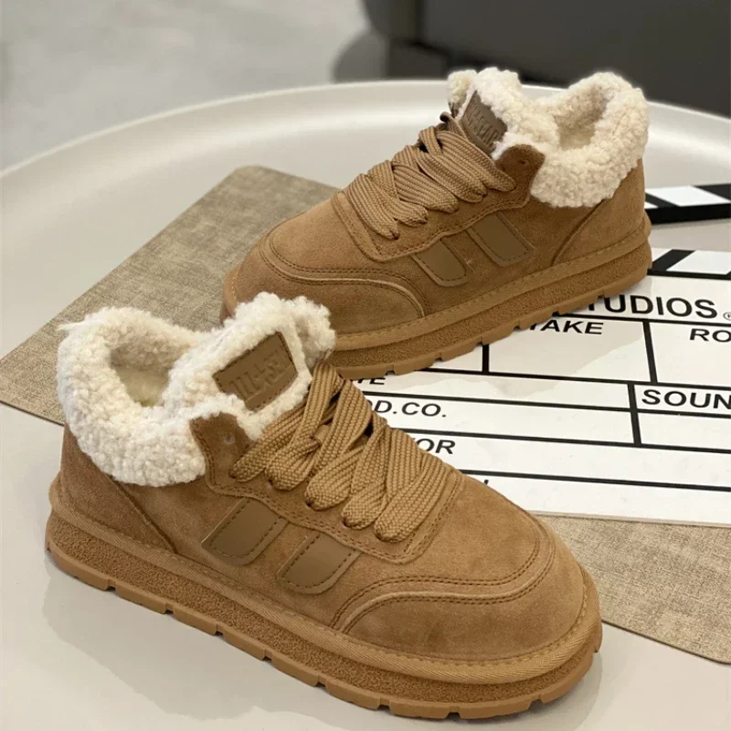 Зимние женские сохраняющие тепло ботинки на платформе из хлопка Модные низкие