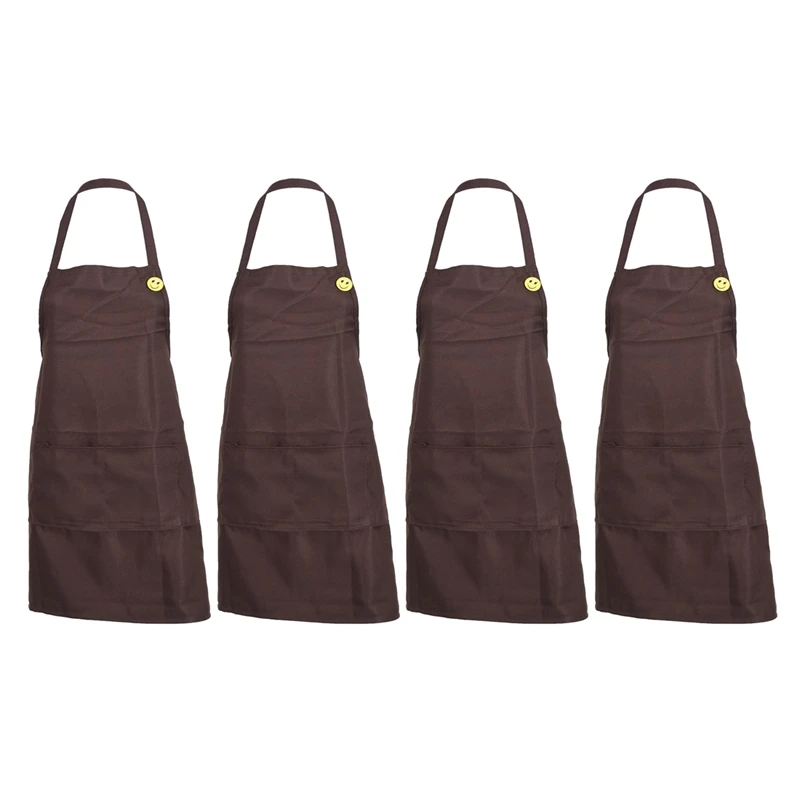 

4-кратный простой фартук с передним карманом для кухни, для приготовления выпечки кофе