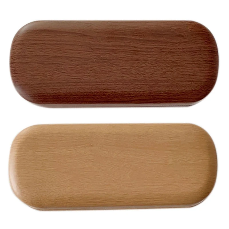

2 Pcs Hard Wooden Grain Spectacle Frame Box Reading Glasses Sunglasses Holder Storage Case, Dark Brown & Light Wood