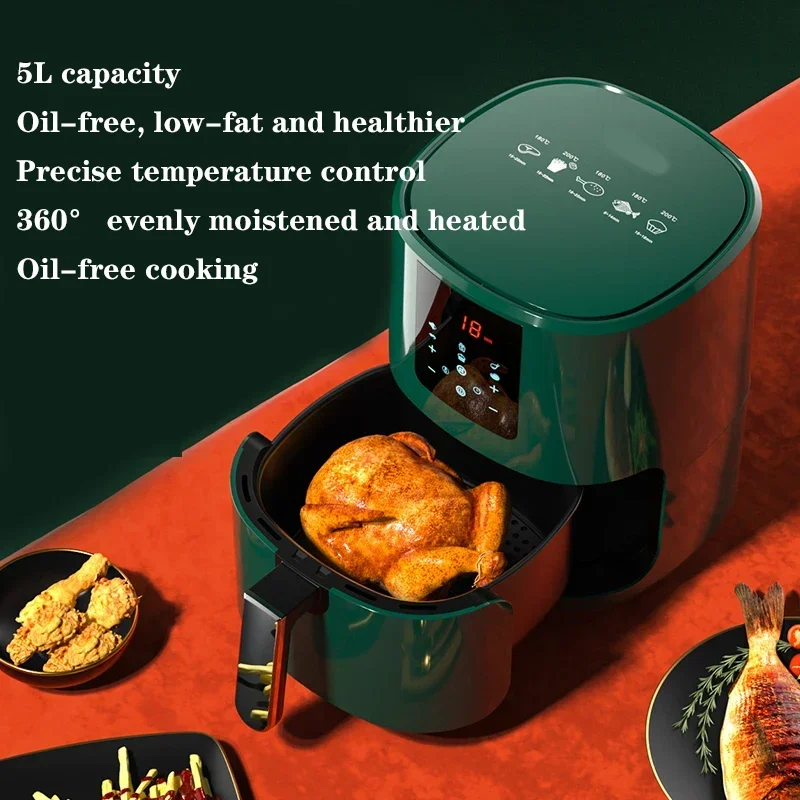 Портативная фритюрница 5л 220 В/1350 Вт большая емкость бездымная воздушная духовка