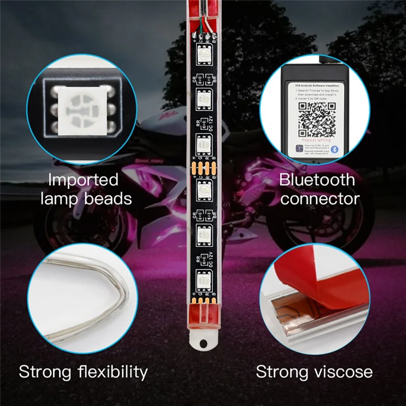 8 шт. комплект светодиодных фонарей для мотоцикла многоцветный с управлением