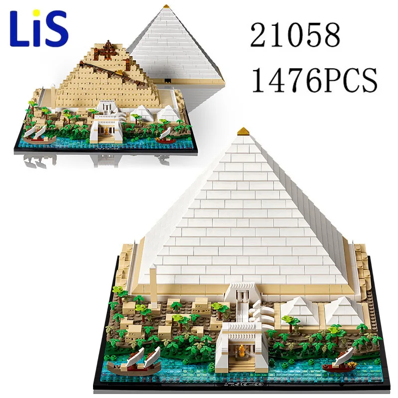 

The Great Pyramid of Giza Model City Architecture Street View Building Blocks Set Moc Building Blocks 21058 DIY Assembled Toys