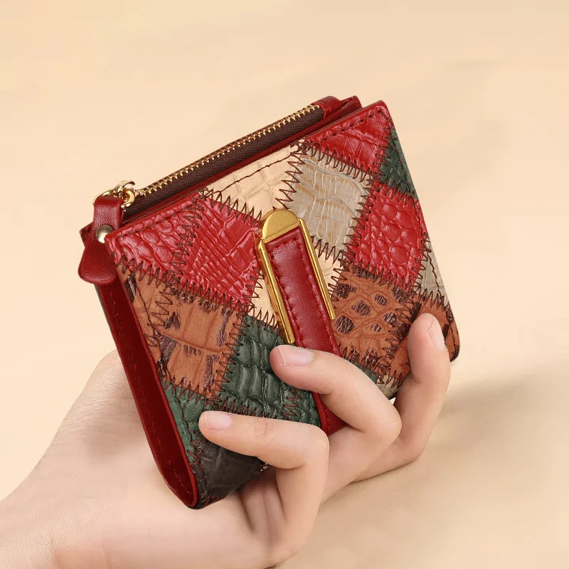 women leather wallets retro Female Coin Purse Card Holders For Ladies small purse genuine leather clutch cowhide credit card tre