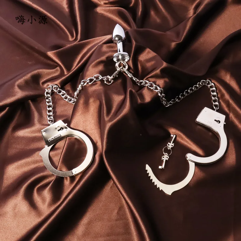 FunSMButt Plug с наручниками плюс цепочка для перетаскивания переплетом ключа Реквизит