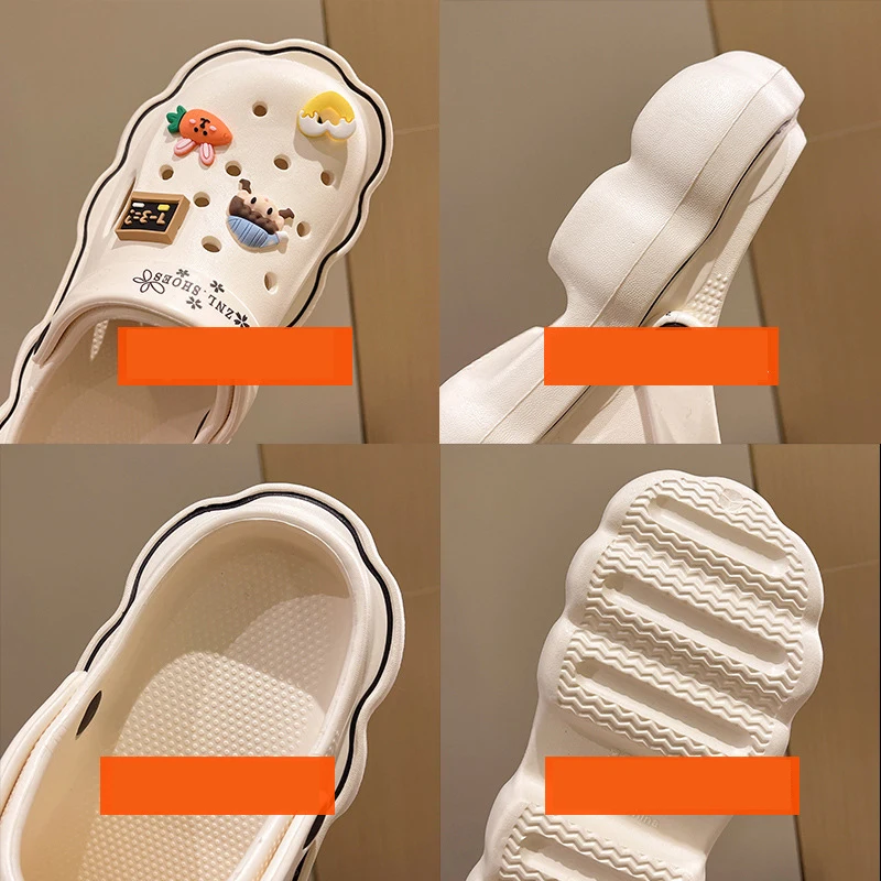 Summer New Women's Hole Shoes Korean Style Outwear Thick Sole Beach Garden Shoes Soft Sole Comfortable Anti slip Home Slippers