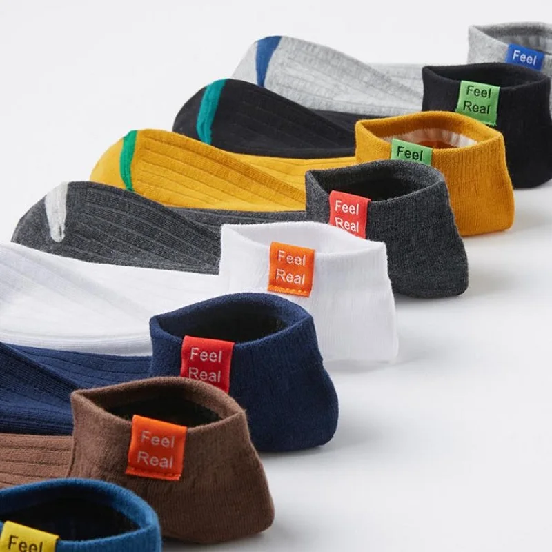 5Pairs/Lot Combed Cotton Men Socks Ankle Socks Solid Color Mesh Breathable Casual Socks Summer Fitness Outdoor Sport Stockings