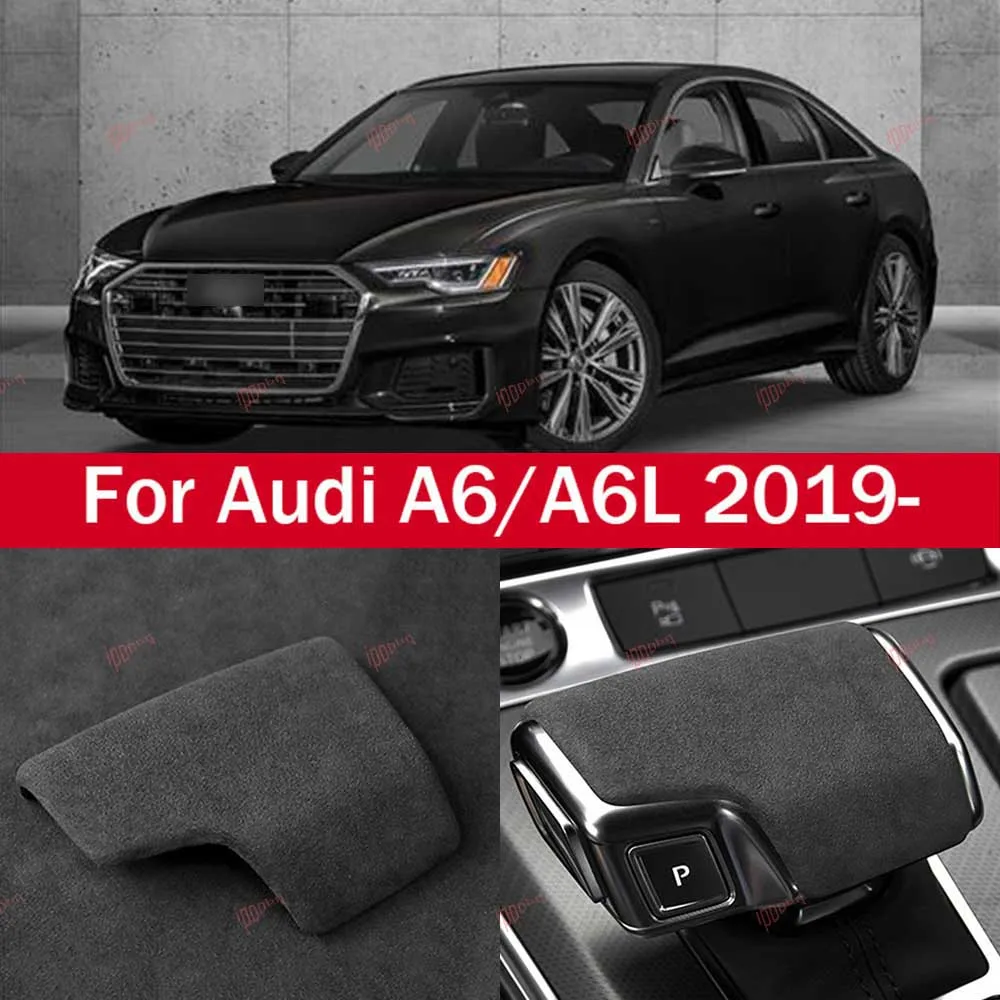 

Black Gear Shifter Knob Frame Sticker Cover Interior Head Trim Suede For Audi A6 A6L 2019-2022