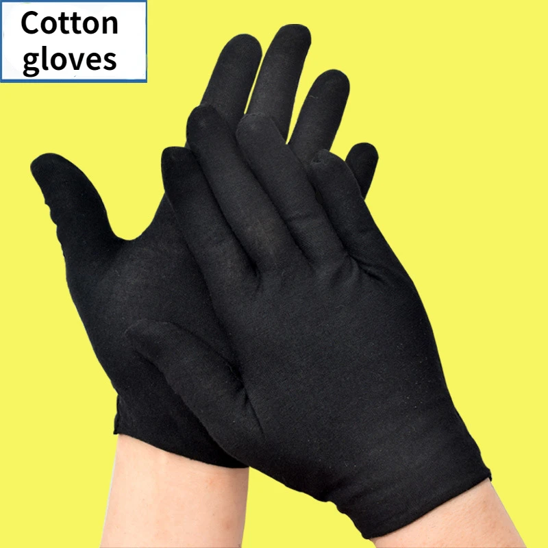 

50 Pairs Of Black Etiquette Cotton Gloves Dirt-Resistant Labor Insurance Sweat-absorbent Non-Slip High-Quality Work Gloves