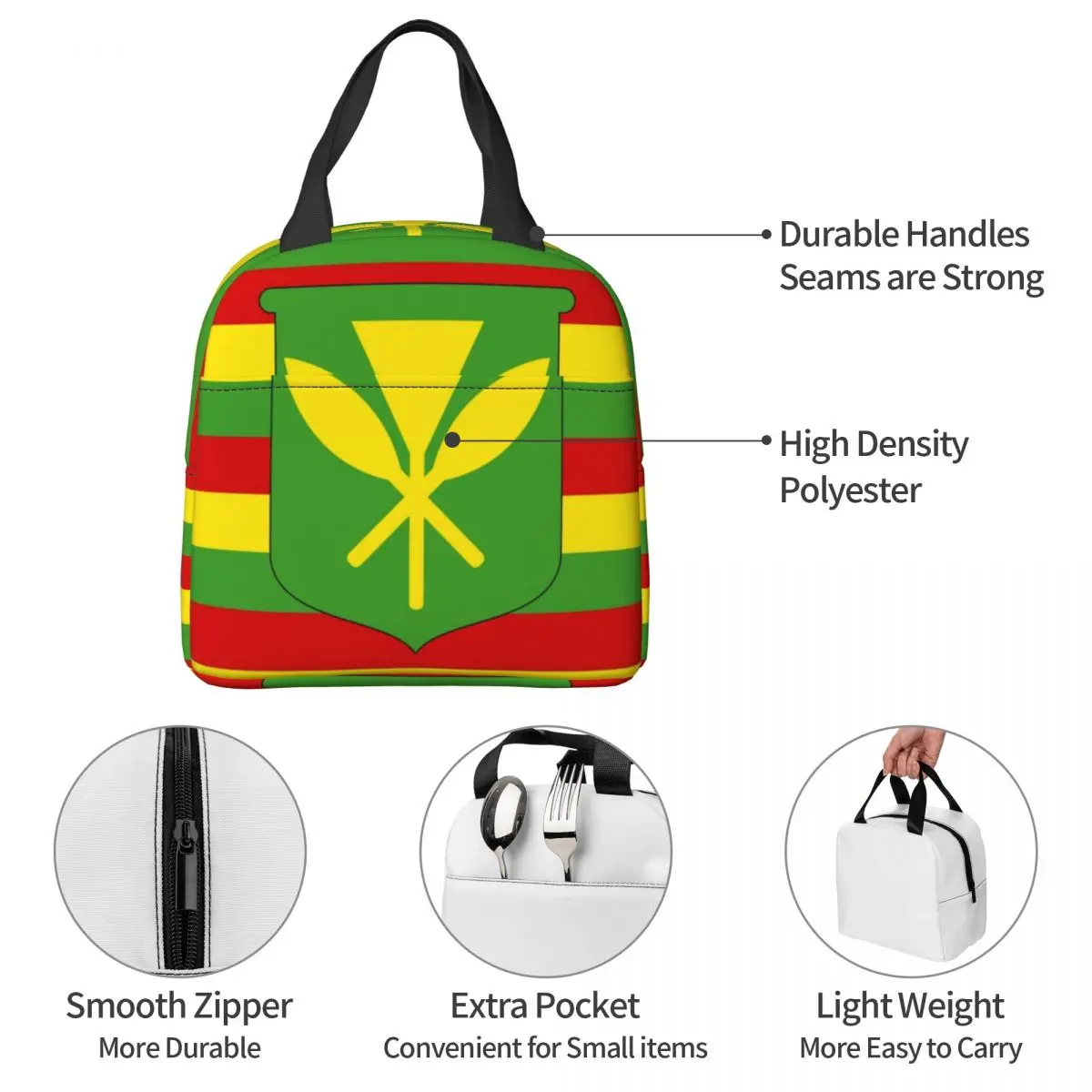 Kanaka Maoli сумки для обеда с флагом Гавайев изолированная коробка бенто портативная