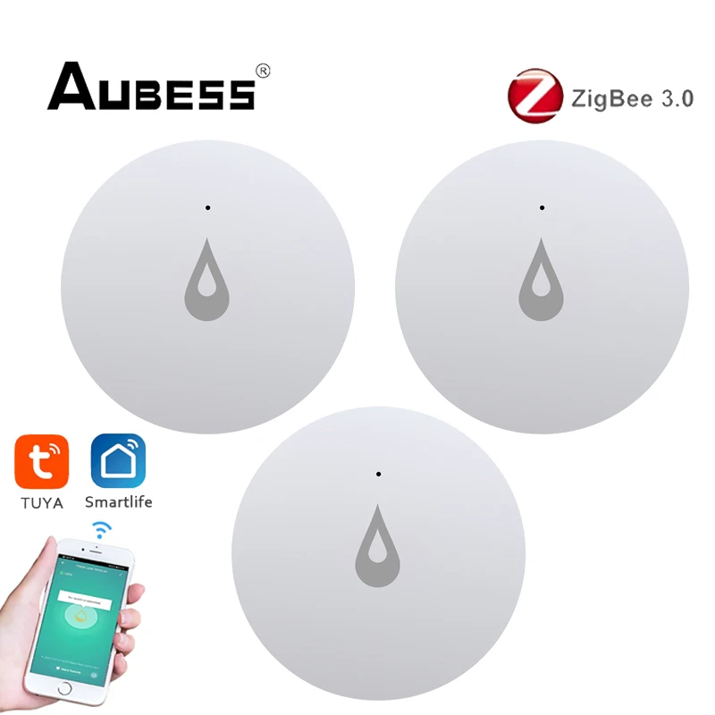 

Aubess Tuya Zigbee Water Leak Detector Water Sensor Flood Detector Leakage Sensor Smart Home Security Alarm Gateway Hub Required