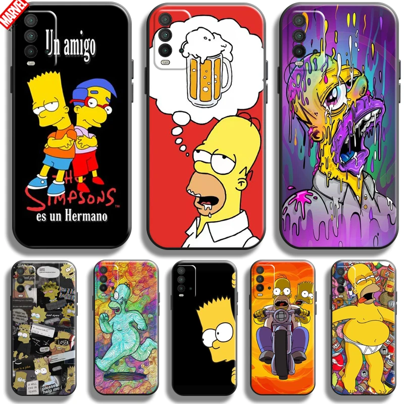 

Cute Homer S-Simpsons Family For Xiaomi Redmi 9T Phone Case Redmi 9T Silicone Cover Coque Carcasa Liquid Silicon Black Back