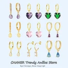 Женские серьги-кольца CANNER из серебра 100% пробы с разноцветным Цирконом