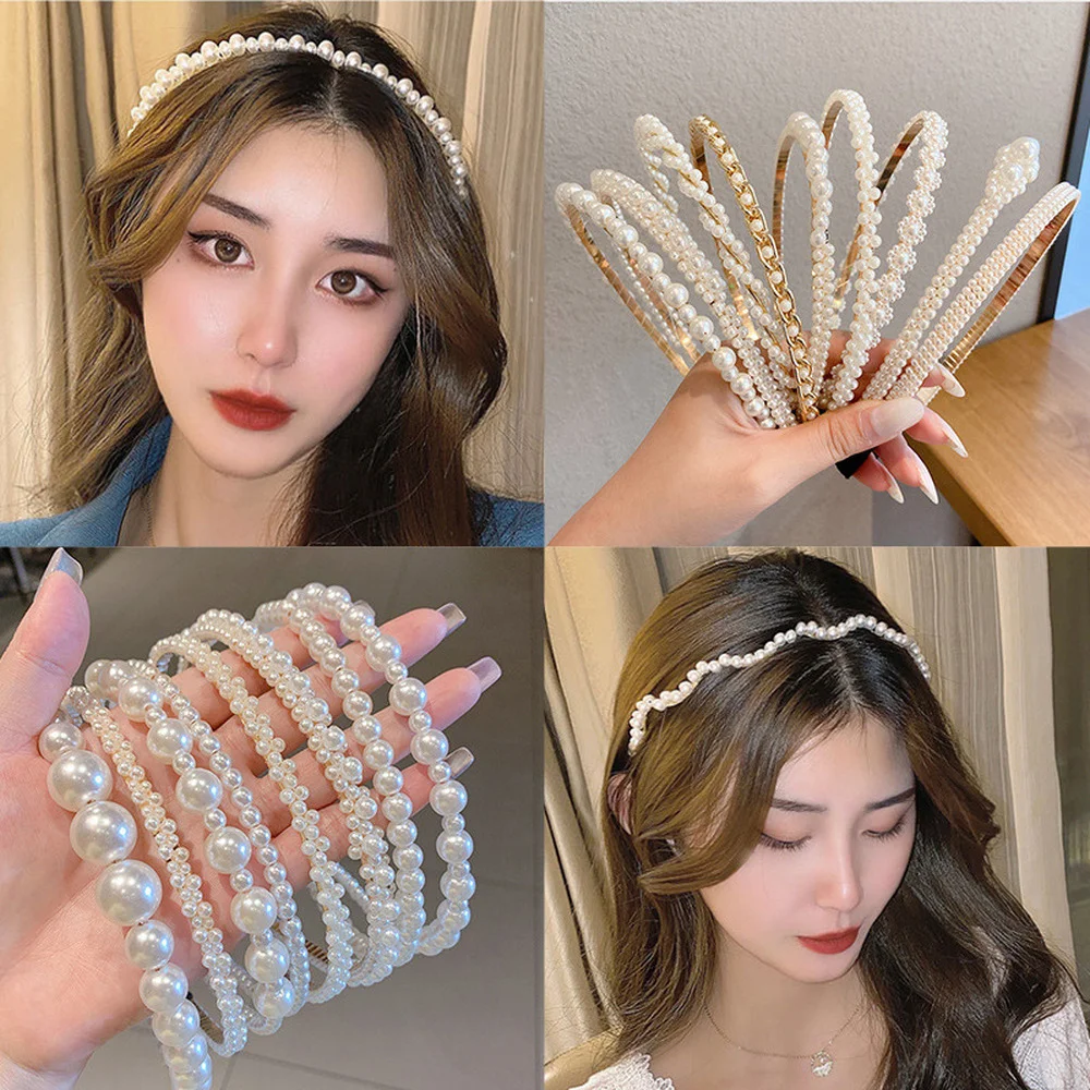 

2022 New Elegant Full Pearls Headband for Women Girls Sweet Headband Hair Bundle Lady Female Hair Hoops Fashion Hair Accessories