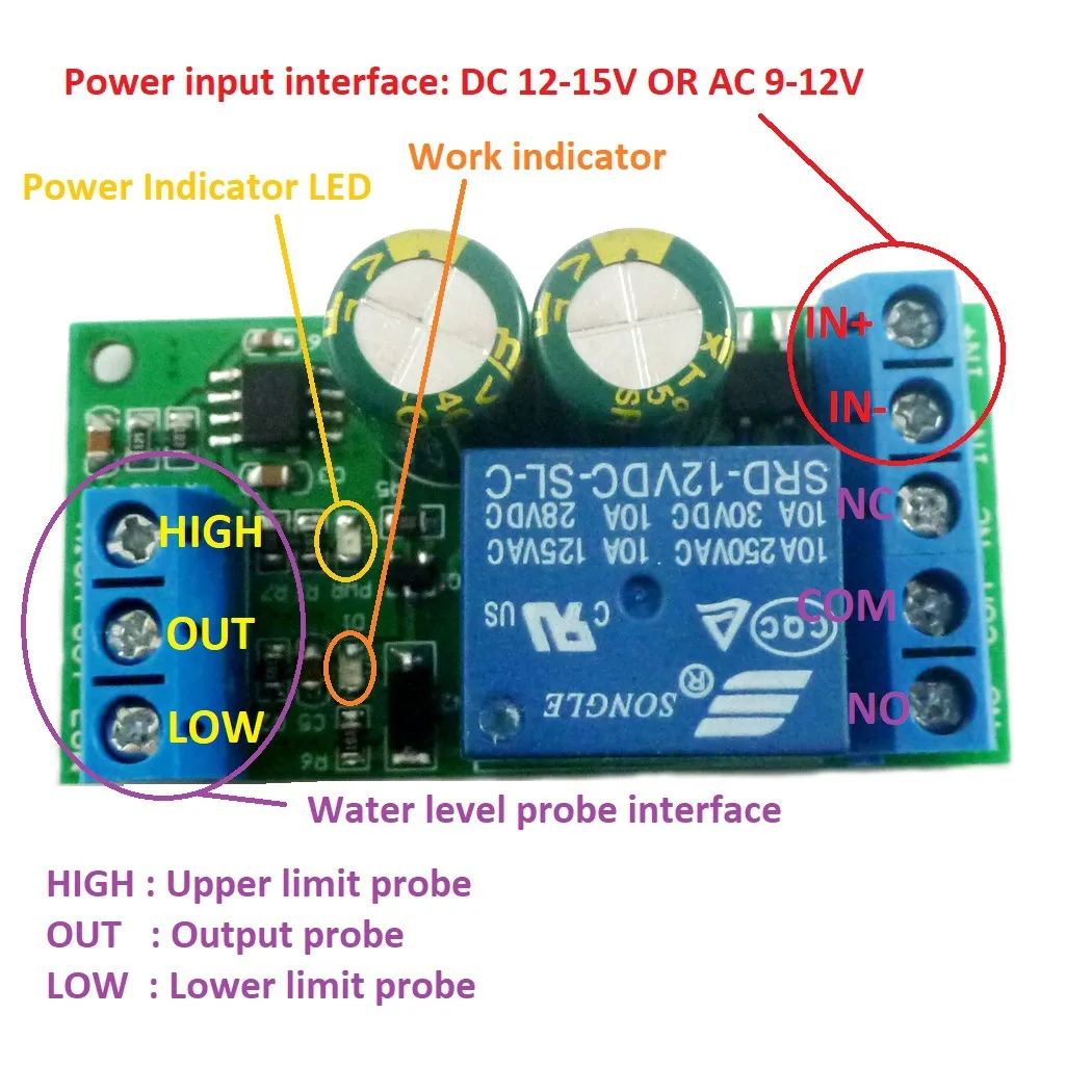 

AC/DC Water Level Automatic Controller Liquid Sensor Switch Fish Tank Water Level Sensor Solenoid Valve Water Pump Motor Switch