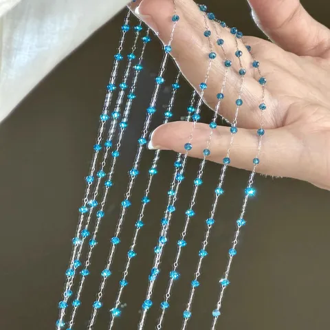 Цепочка с кисточками MOONMADE из нержавеющей стали синего кристалла 0,5/1/2 м