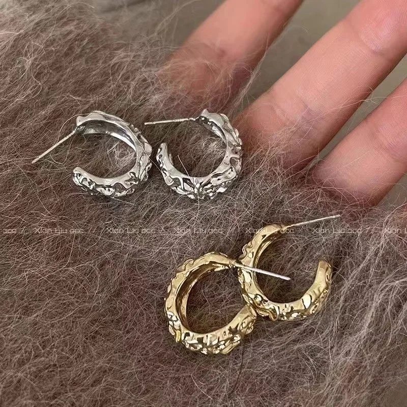 Винтажные серьги неправильной формы C-образной для женщин простые серьги-кольца