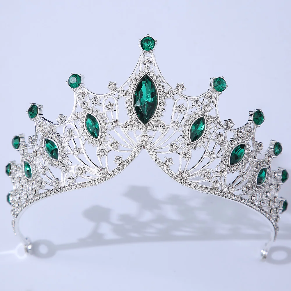 Green Purple Crystal Bridal Tiaras Crown Rhinestone Pageant Prom Diadem Headbands Wedding Hair Accessories