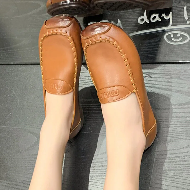 

Роскошная Брендовая женская обувь, удобная Рабочая обувь для прогулок, осень 2023, балетки, платье с круглым носком, женская обувь