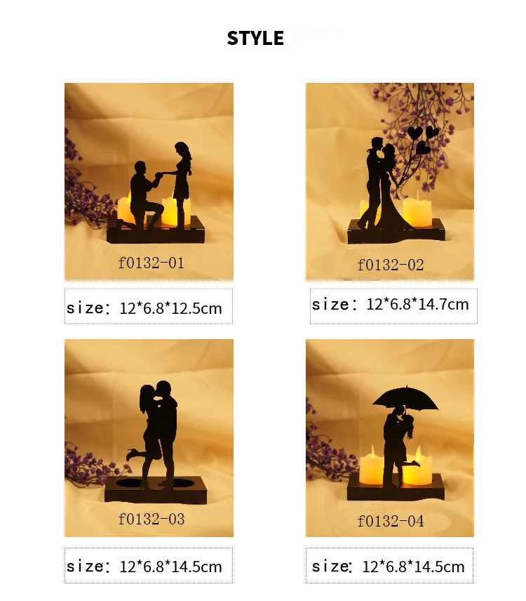 

Creative Metal Wedding Candle Holder Romantic Valentine`s Day Desktop Ornament Proposal Candlestick Great Gift Home Decoration
