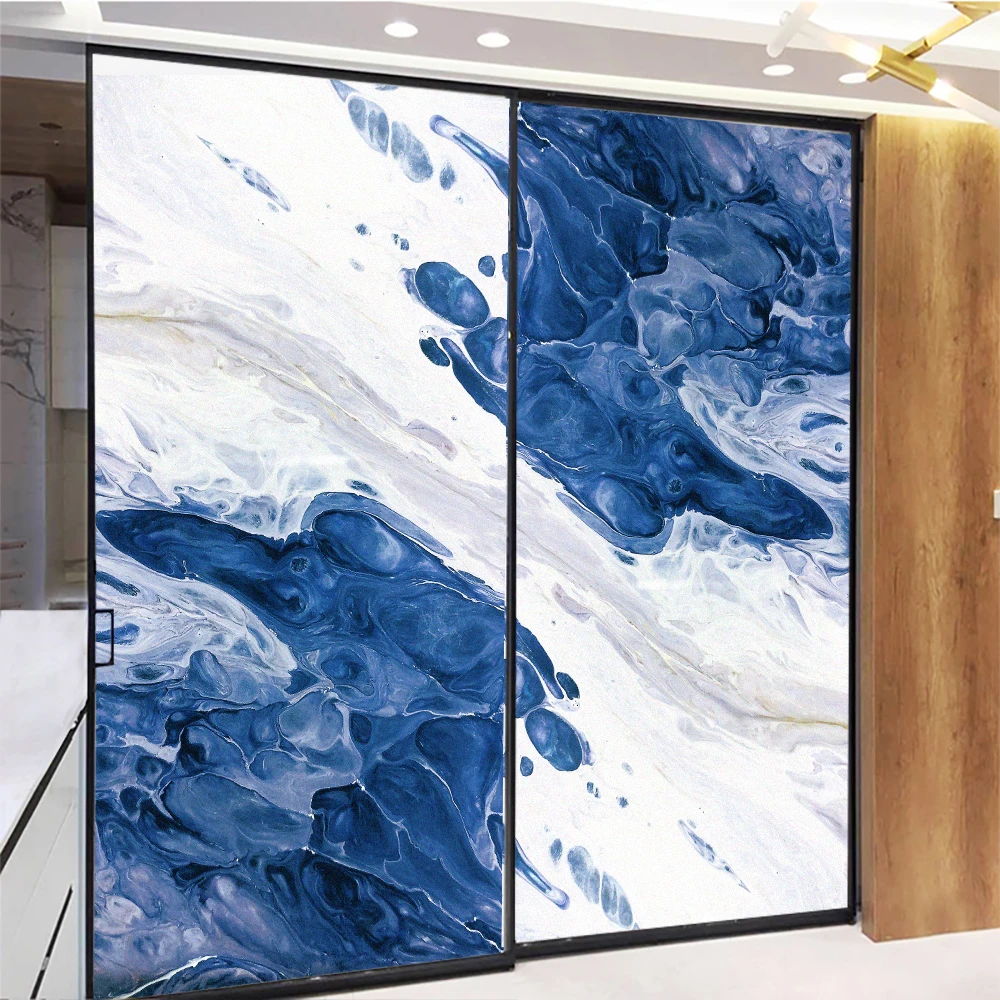 

Window Privacy Film Simple Marbled Static Cling Sun Blocking Glass Sticker for Home Window Decoration