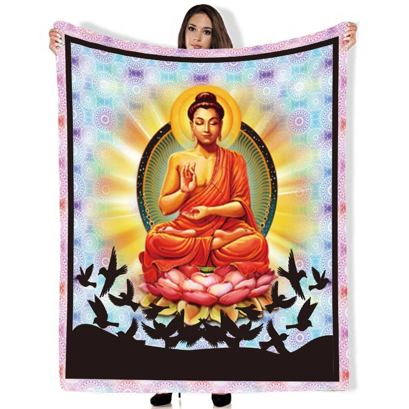 

With Buddha in mind, Buddha's light is boundless, thickened printed flannelette blanket is soft, comfortable and warm,