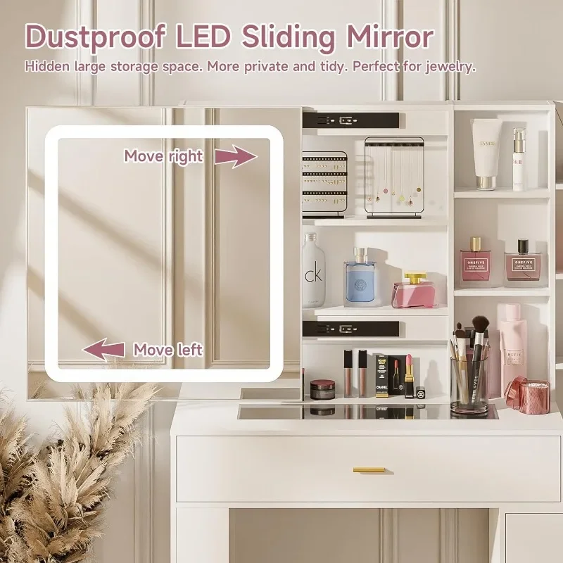 Настольное зеркало и светильники 3 цвета настольное Белое Зеркало макияж с 4