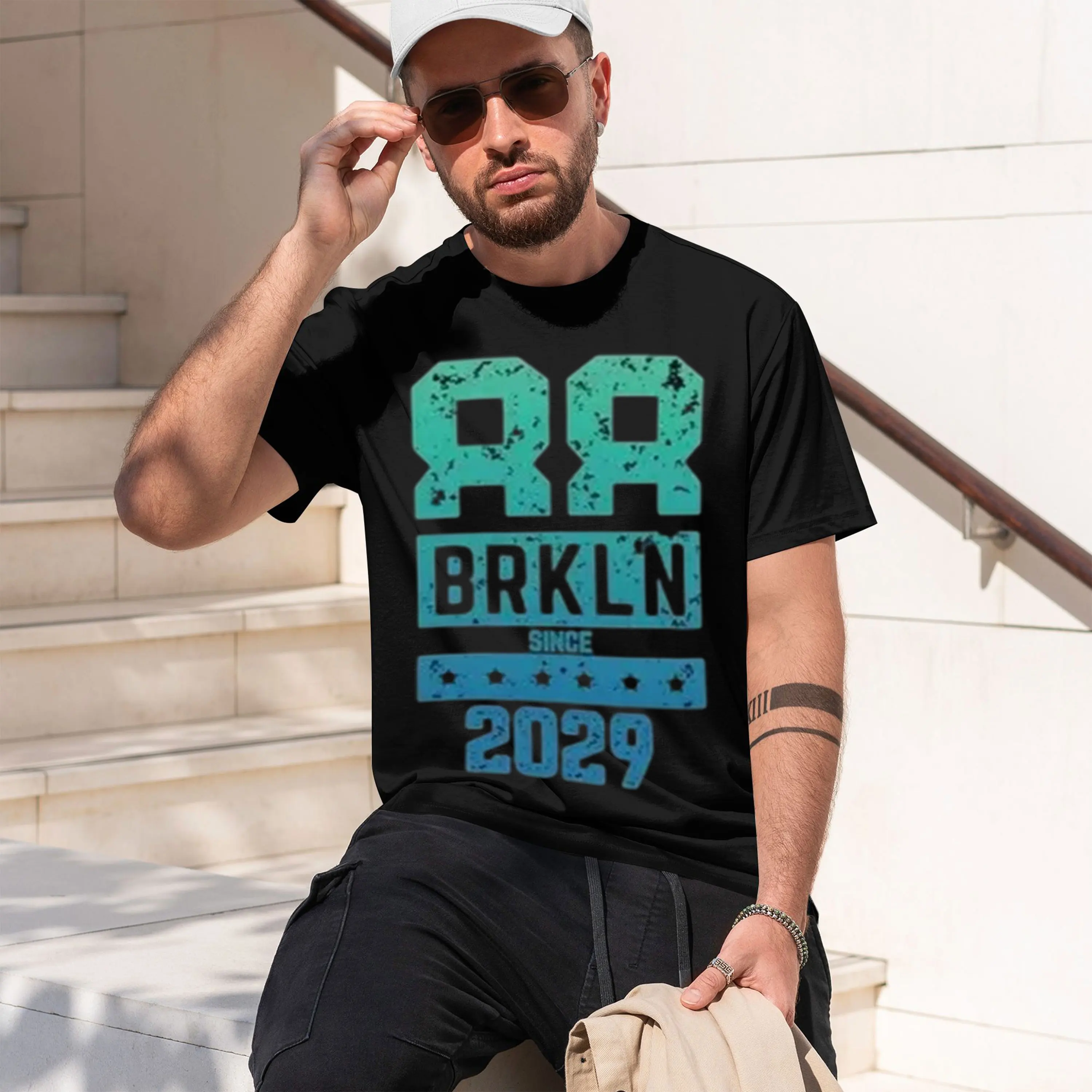 Фото Мужская футболка Graph Tee Brkln с 2029 года - Brkln с 2029 года, новая модель 2026 года, футболка с коротким рукавом и круглым вырезом, классическая повседневная, в различных цветах №1