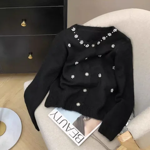 Neploe Loose Diamonds универсальные свежие тяжелые топы теплый пушистый джемпер с небольшим ароматом Harajuku Y2K милый повседневный кардиган