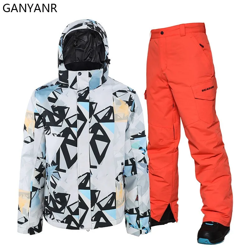 GANYANR лыжный костюм для мужчин водонепроницаемый ветрозащитный походов рыбалки
