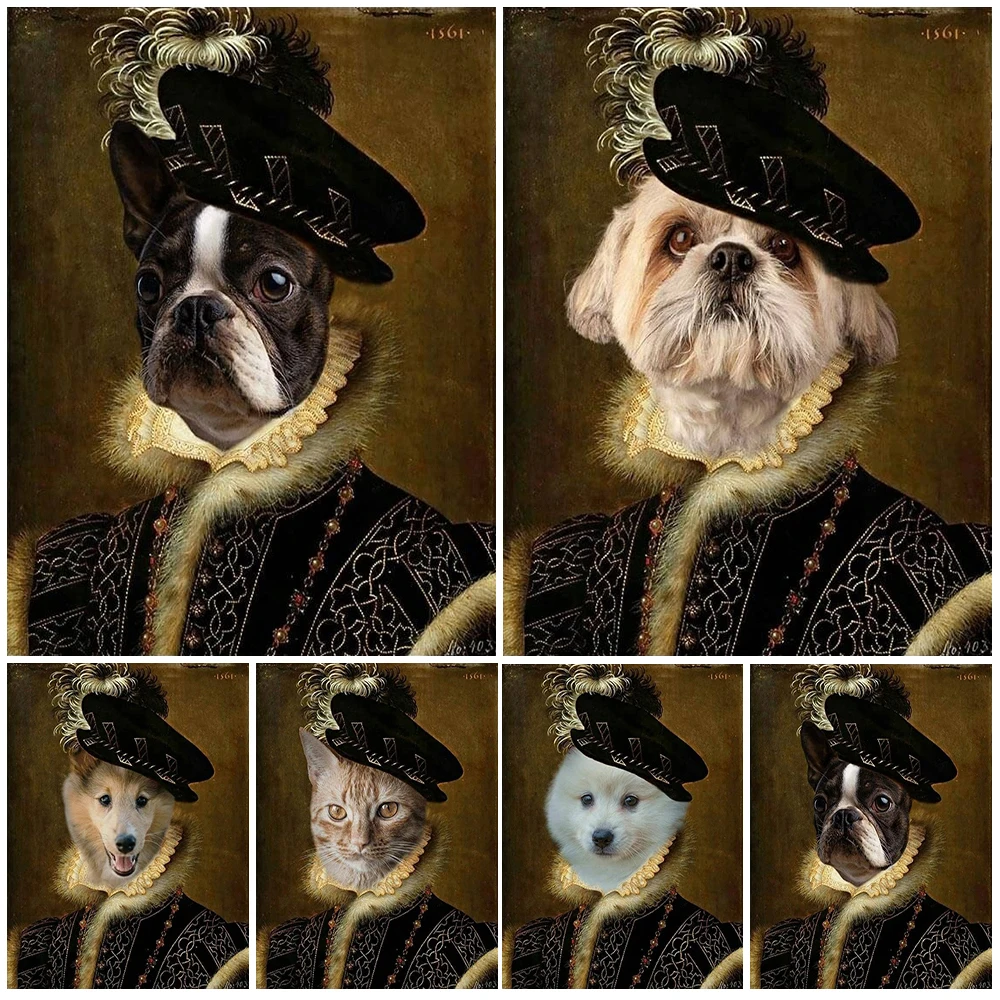 

King Dog Portrait Duke Cat Pet Animal Posters Wall Pictures For Living Room Nordic Poster Wall Art Canvas Painting Unframed