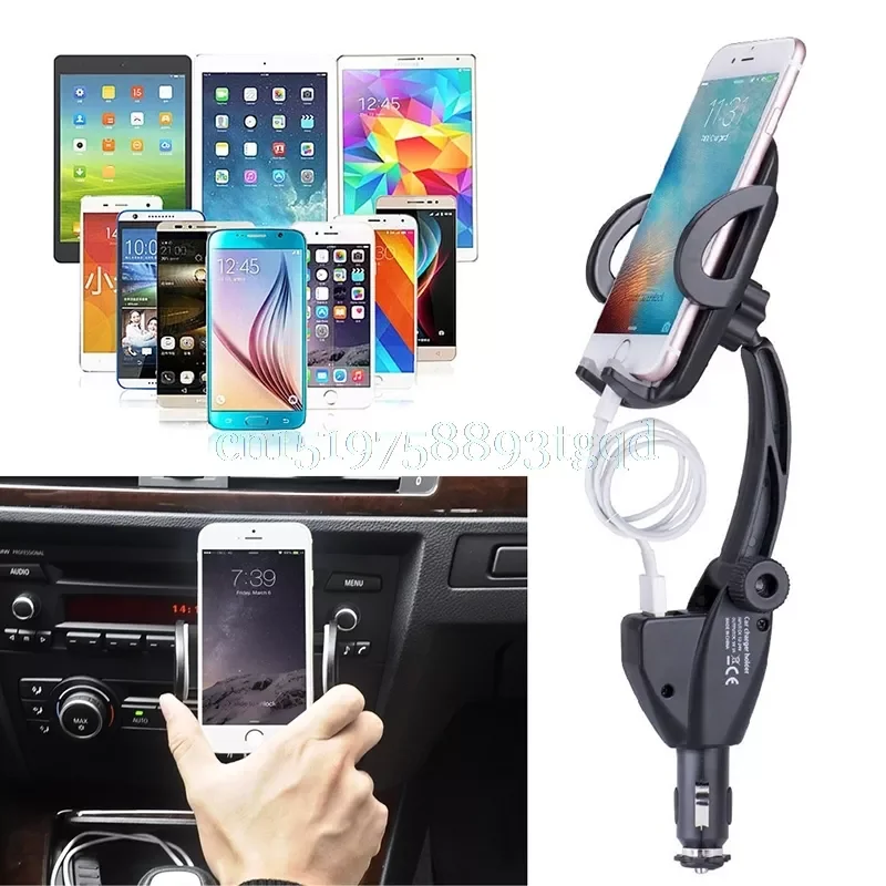 

Car USB 2in1 Dual Charger Holder Mount Cigarette Lighter Chargers For Cell Phone