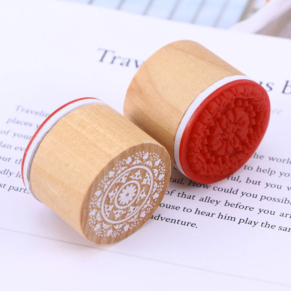 

Stamps Wooden Rubber Round Wood Stamp Floral Flowers Vintage Traditional Decorative Scrapbooking