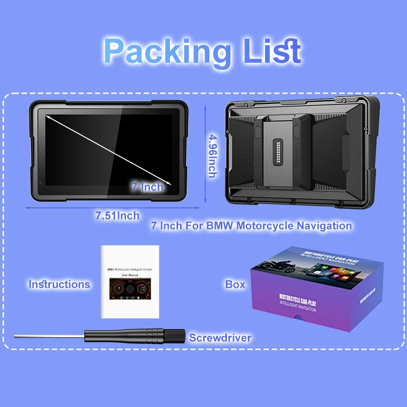 

7-дюймовый беспроводной CarPlay Moto Android Auto портативный цифровой мотоцикл 2K приборная панель GPS-навигация для BMW R1200GS R1250GS экран