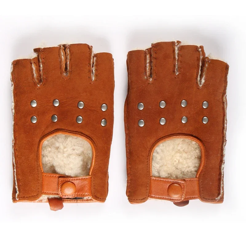 GOURS зимние перчатки из натуральной кожи женские черные овчины без пальцев модные