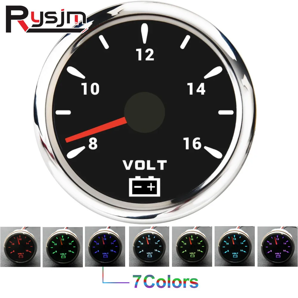 

Цифровой указатель, автомобильный вольтметр, 52 мм, с подсветкой 7 цветов, 12 В/24 В