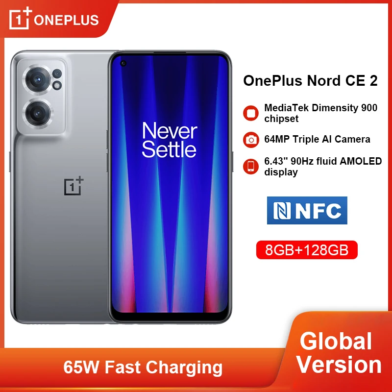 OnePlus Nord CE 2 5G Smartphone MediaTek Dimensity 900 65W SuperVOOC Charging Mobilephone 64MP Camera NFC Cellphone