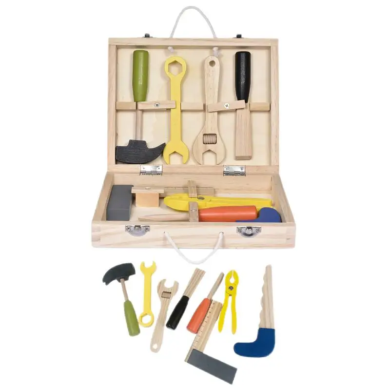 

Wooden Play Tool Kit Pretend Play Construction Toy Wooden Montessori Toy For Toddlers Children Including Pliers Hammer Saw Tool