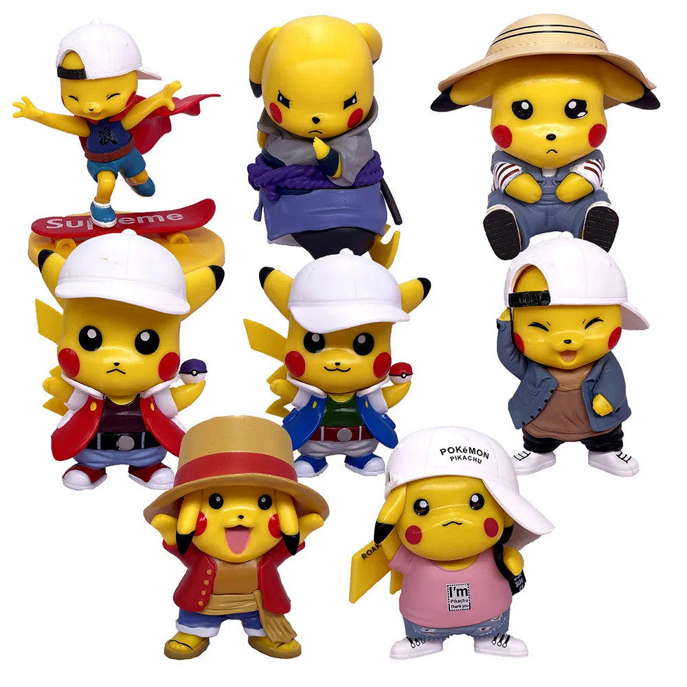 

8CM Pokemon Cartoon Anime Pikachu COS Action Figures Toys PVC Model Dolls Decoration Collection For Kids Birthday Gifts