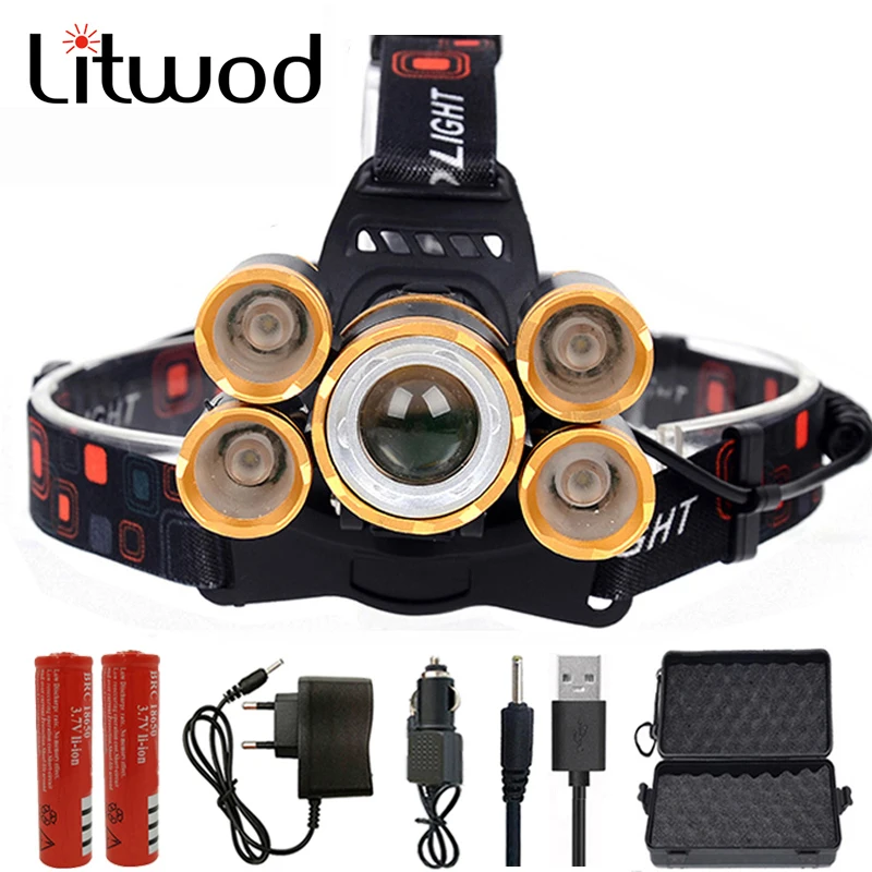 

XM-L T6 Zoom LED Headlamp Head Lamp Lighting Flashlight Torch Fishing 18650 Battery Charger Bulbs Waterproof Camping Lanterna